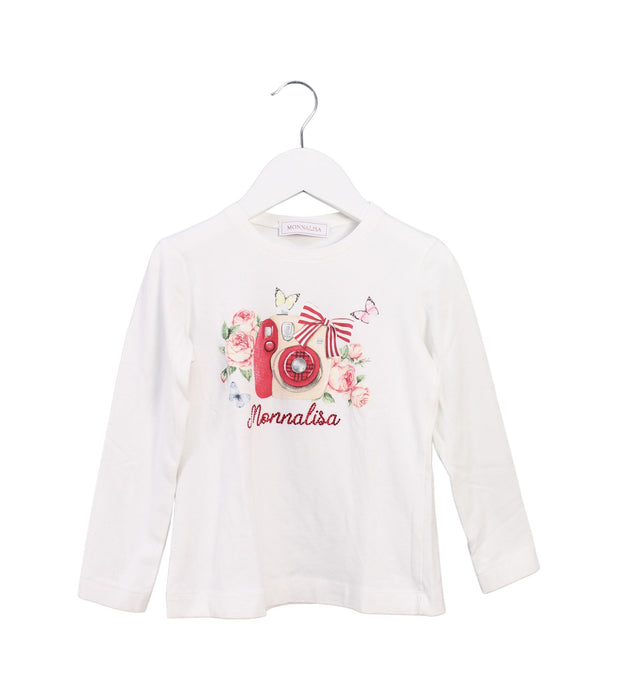 A White Long Sleeve Tops from Monnalisa in size 6T for girl. (Front View)