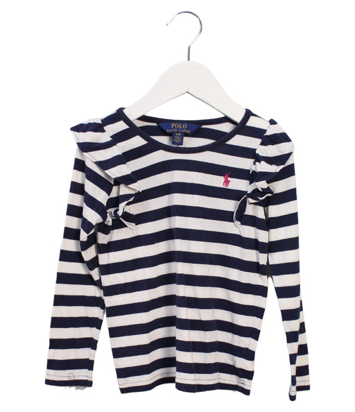 A Navy Long Sleeve Tops from Polo Ralph Lauren in size 4T for girl. (Front View)
