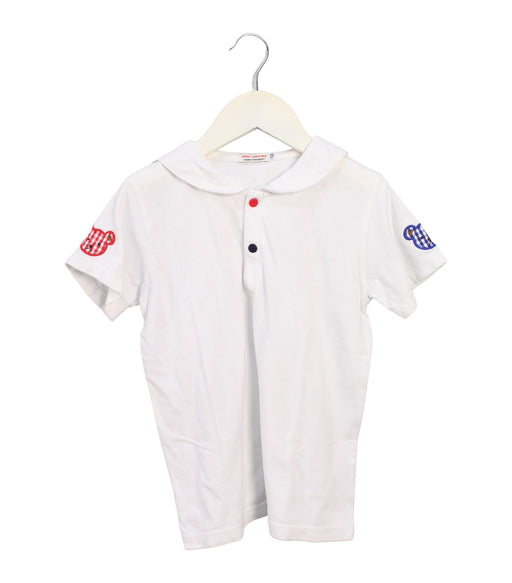 A White Short Sleeve Tops from Miki House in size 5T for girl. (Front View)