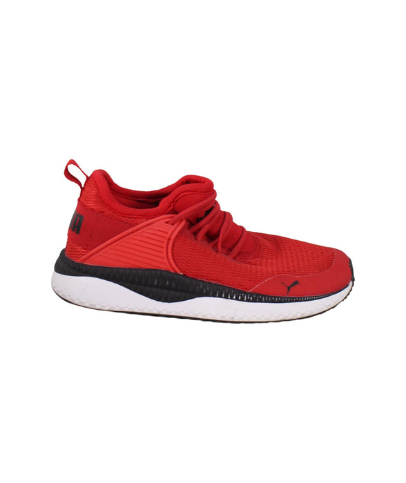 A Red Sneakers from Puma in size 5T for boy. (Back View)