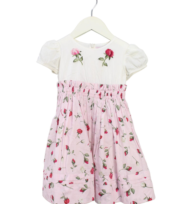 A Pink Short Sleeve Dresses from Monnalisa in size 3T for girl. (Front View)