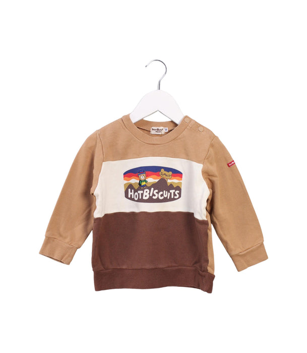 A Brown Crewneck Sweatshirts from Miki House in size 18-24M for boy. (Front View)