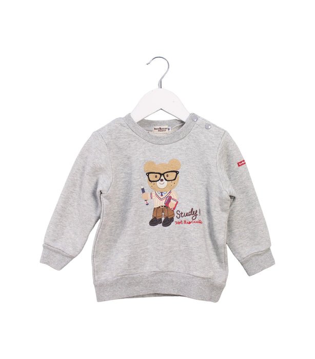 A Grey Crewneck Sweatshirts from Miki House in size 18-24M for boy. (Front View)