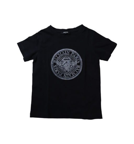 A Black Short Sleeve T Shirts from Balmain in size 4T for boy. (Front View)