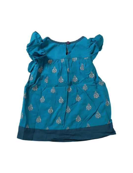 A Blue Sleeveless Tops from Tea in size 6-12M for girl. (Back View)