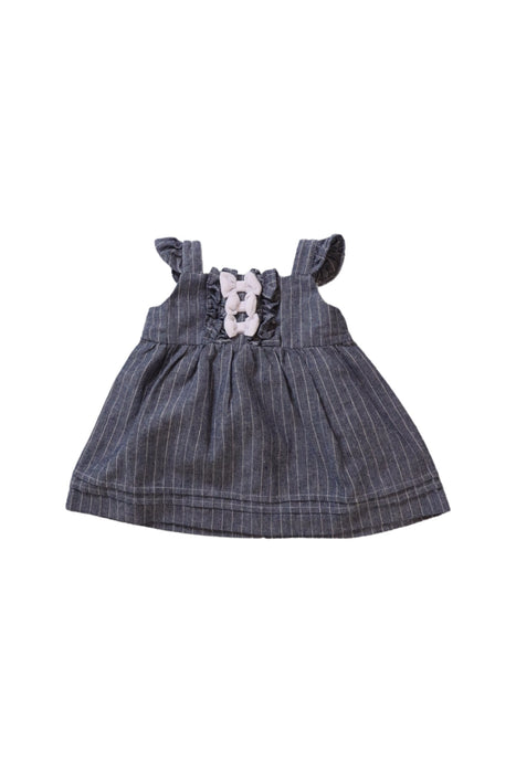 A Blue Sleeveless Dresses from Miniclasix in size 6-12M for girl. (Front View)