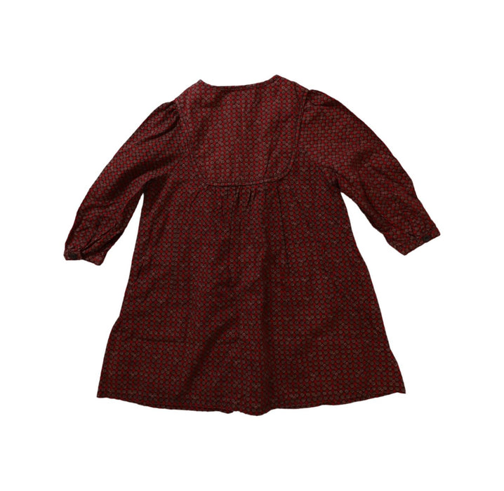 A Red Long Sleeve Dresses from Mila Blue in size 3T for girl. (Back View)
