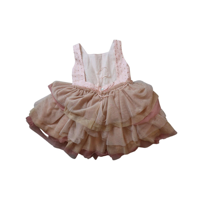 A Pink Sleeveless Dresses from Nueces in size 4T for girl. (Back View)