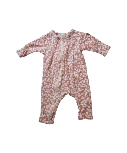 A Pink Long Sleeve Jumpsuits from Huxbaby in size 0-3M for girl. (Front View)