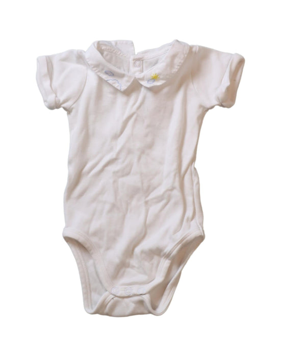 A White Short Sleeve Bodysuits from Jacadi in size 3-6M for girl. (Front View)