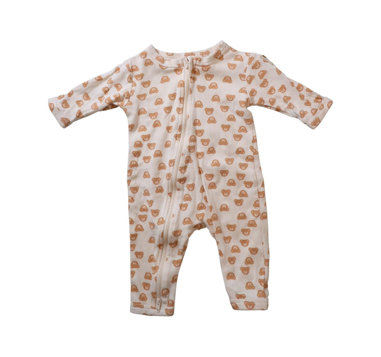 A Beige Long Sleeve Jumpsuits from Huxbaby in size 0-3M for girl. (Front View)