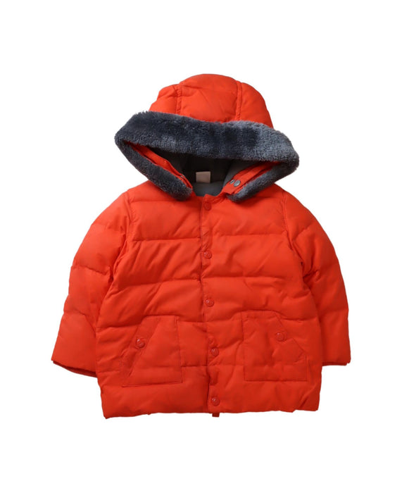 A Orange Puffer/Quilted Jackets from Petit Bateau in size 18-24M for boy. (Front View)