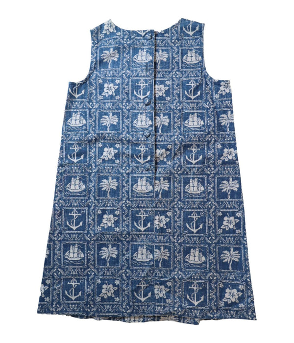 A Blue Sleeveless Dresses from Reyn Spooner in size 8Y for girl. (Back View)