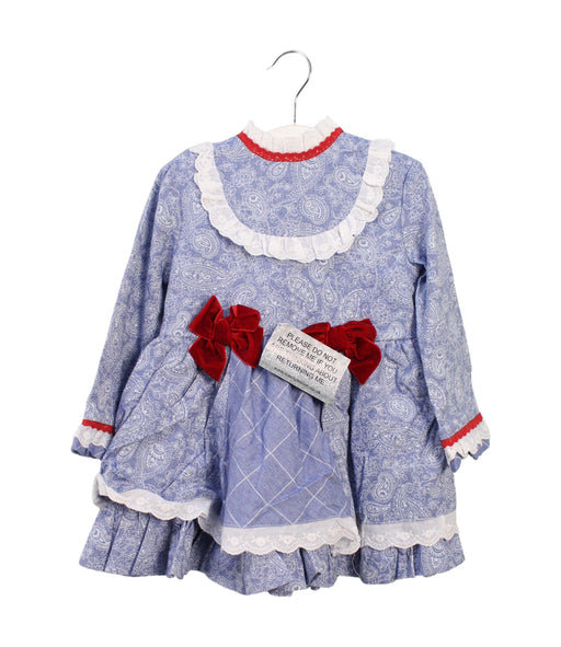 A Blue Long Sleeve Dresses from Dolce Petit in size 2T for girl. (Front View)