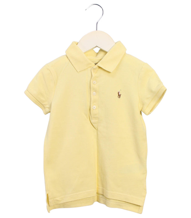 A Yellow Short Sleeve Polos from Polo Ralph Lauren in size 4T for girl. (Front View)