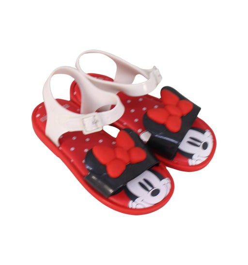 A Red Sandals from Mini Melissa in size 3T for girl. (Front View)