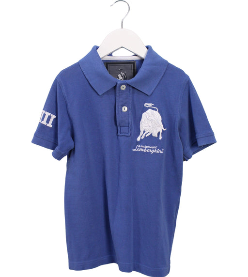 A Purple Short Sleeve Polos from Automobili Lamborghini in size 7Y for boy. (Front View)