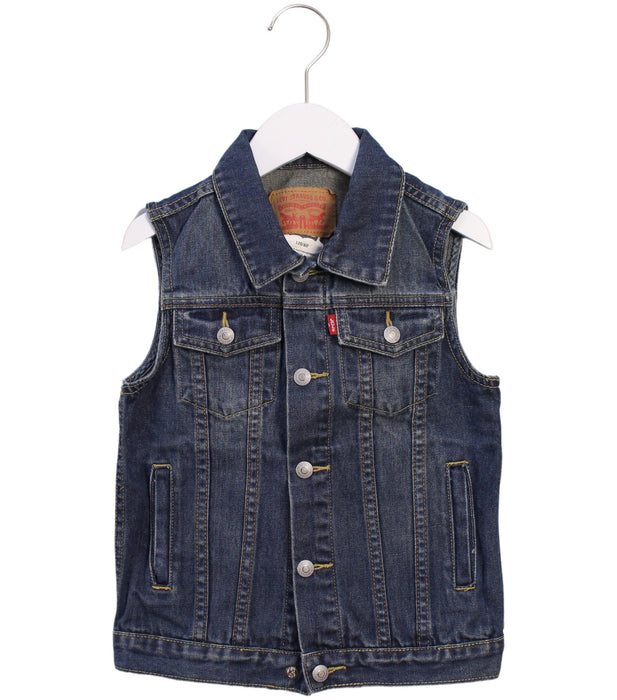 A Blue Vests from Levi's in size 5T for girl. (Front View)