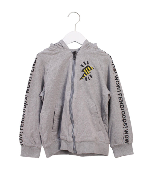 A Grey Zippered Sweatshirts from Fendi in size 8Y for boy. (Front View)