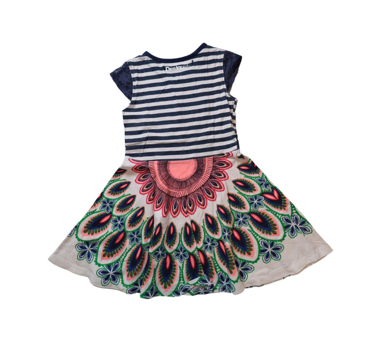 A Blue Short Sleeve Dresses from Desigual in size 5T for girl. (Back View)