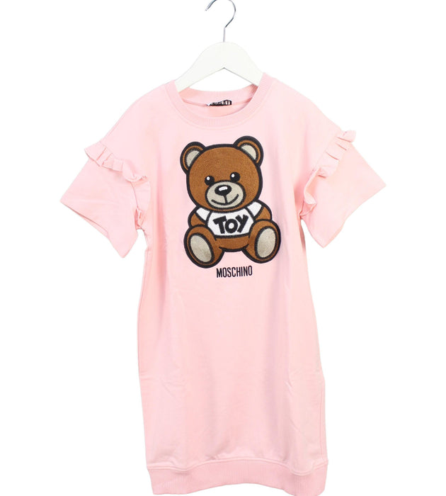 A Pink Short Sleeve Dresses from Moschino in size 8Y for girl. (Front View)