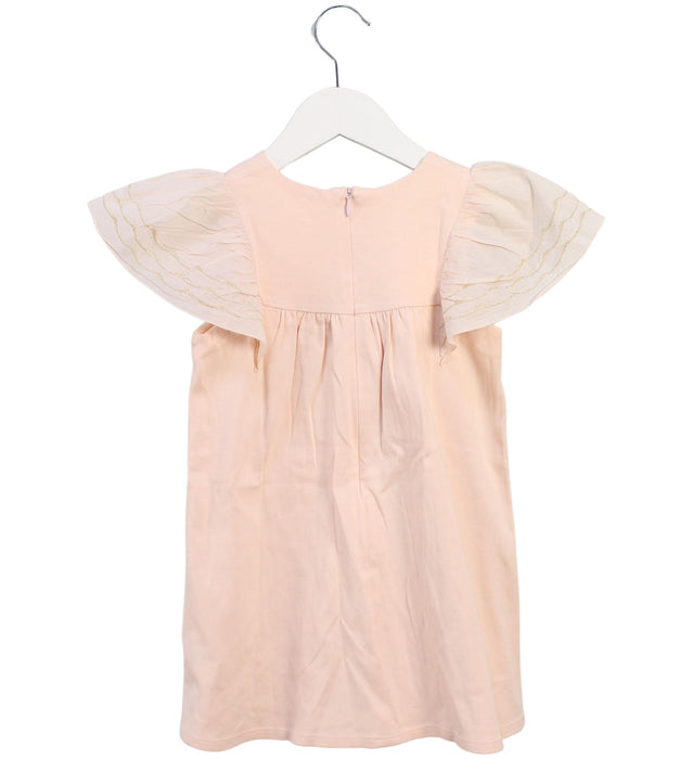 A Peach Short Sleeve Dresses from Chloe in size 3T for girl. (Back View)