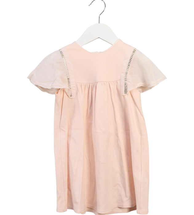 A Peach Short Sleeve Dresses from Chloe in size 3T for girl. (Front View)