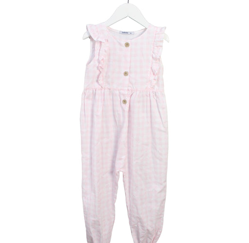 A White Long Overalls from Babidu in size 6T for girl. (Front View)