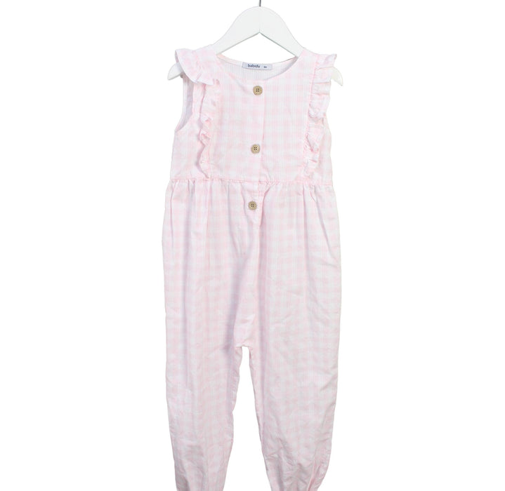 A White Long Overalls from Babidu in size 6T for girl. (Front View)