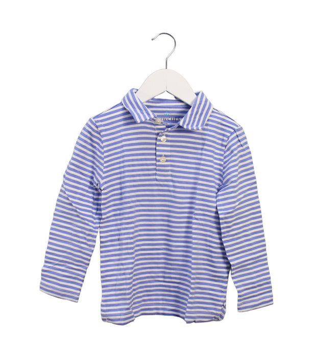 A Blue Long Sleeve Polos from Crewcuts in size 3T for boy. (Front View)