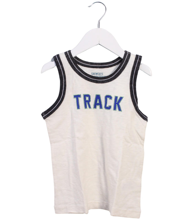 A White Sleeveless Tops from Crewcuts in size 4T for boy. (Front View)