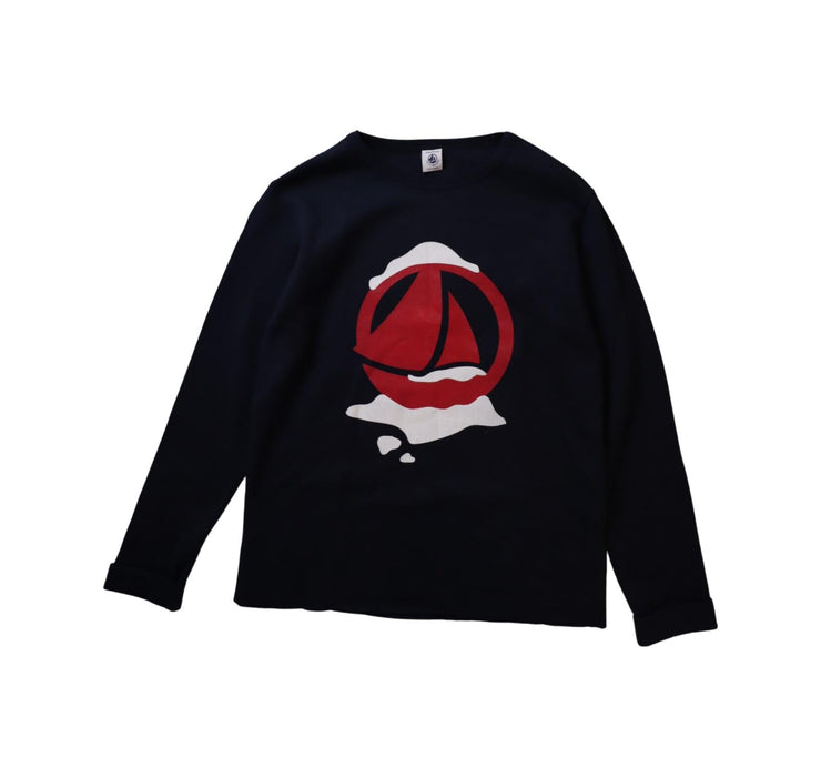 A Navy Long Sleeve Tops from Petit Bateau in size 12Y for boy. (Front View)