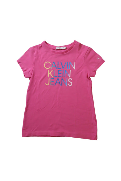 A Pink Short Sleeve T Shirts from Calvin Klein in size 6T for girl. (Front View)