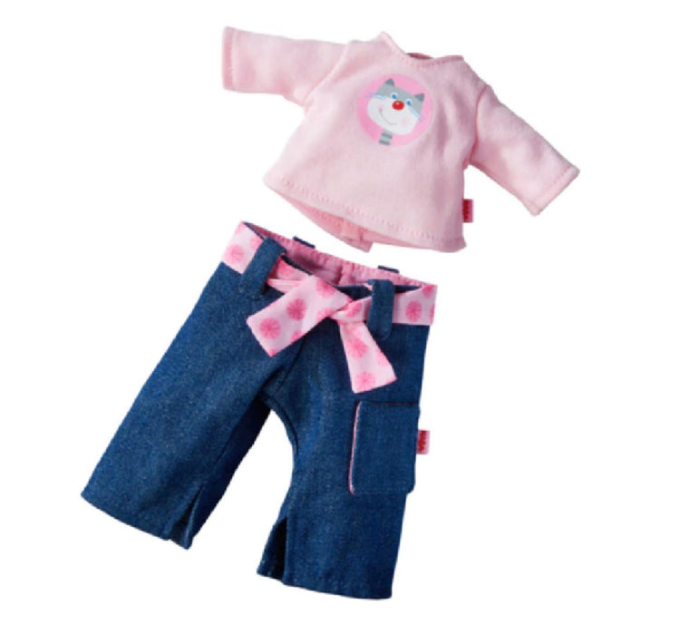 A Navy Overall Sets from Haba in size 18-24M for girl. (Front View)