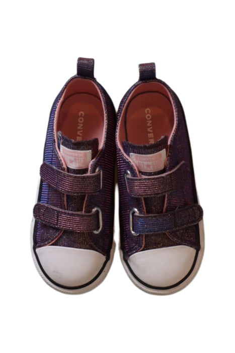 A Purple Sneakers from Converse in size 4T for girl. (Front View)