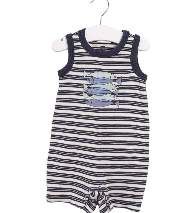 A White Sleeveless Rompers from Tea in size 6-12M for boy. (Front View)