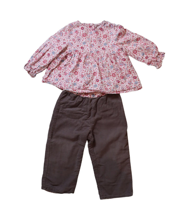 A Brown Pants Sets from Petit Bateau in size 6-12M for girl. (Front View)