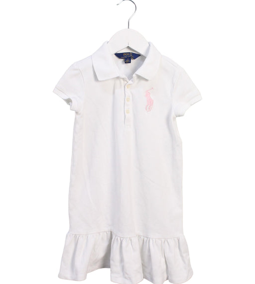 A White Short Sleeve Dresses from Polo Ralph Lauren in size 5T for girl. (Front View)