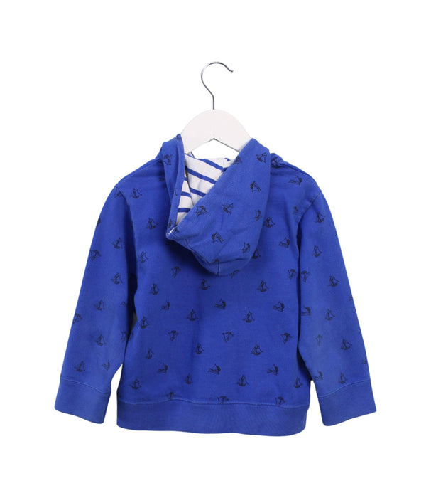 A Blue Zippered Sweatshirts from Petit Bateau in size 4T for boy. (Back View)