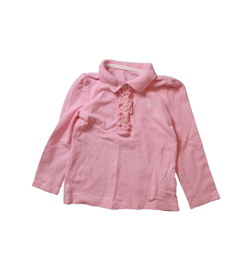 A Pink Long Sleeve Polos from Ralph Lauren in size 18-24M for girl. (Front View)