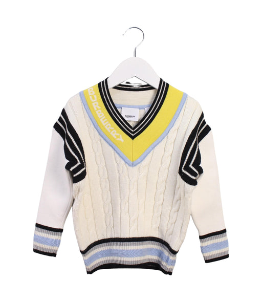 A White Knit Sweaters from Burberry in size 4T for girl. (Front View)