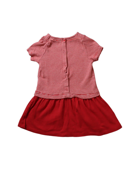 A Red Short Sleeve Dresses from Petit Bateau in size 12-18M for girl. (Back View)