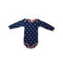 A Navy Long Sleeve Bodysuits from Petit Bateau in size 6-12M for girl. (Front View)