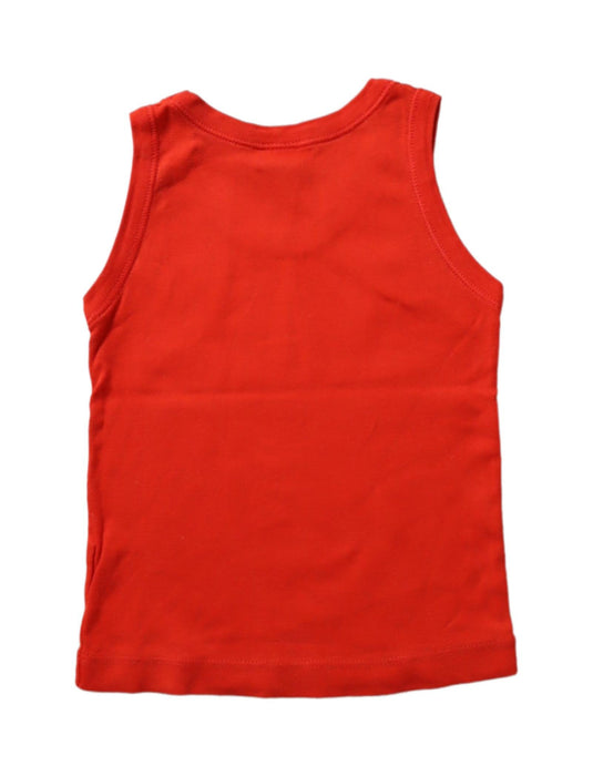 A Red Sleeveless Tops from Petit Bateau in size 2T for girl. (Back View)