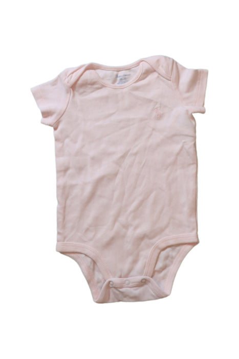 A Pink Short Sleeve Bodysuits from Ralph Lauren in size 3-6M for girl. (Front View)