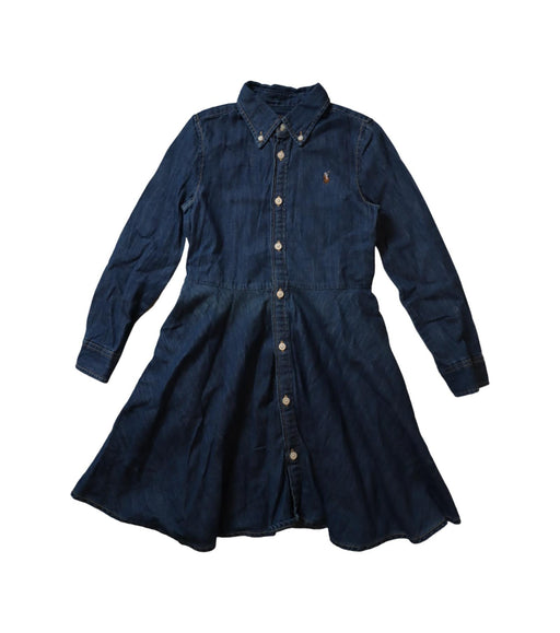 A Navy Long Sleeve Dresses from Polo Ralph Lauren in size 6T for girl. (Front View)