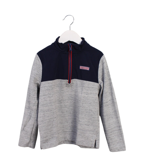 A Grey Zippered Sweatshirts from Vineyard Vines in size 7Y for boy. (Front View)