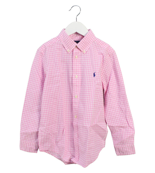 A Pink Long Sleeve Shirts from Polo Ralph Lauren in size 7Y for boy. (Front View)