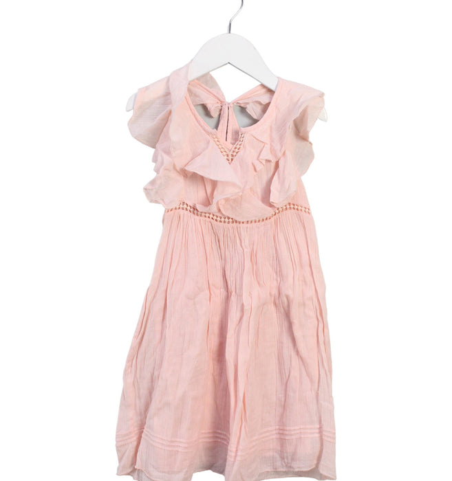 A Pink Sleeveless Dresses from Velveteen in size 5T for girl. (Front View)