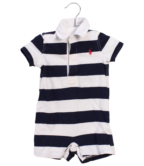 A White Short Sleeve Rompers from Ralph Lauren in size 6-12M for boy. (Front View)